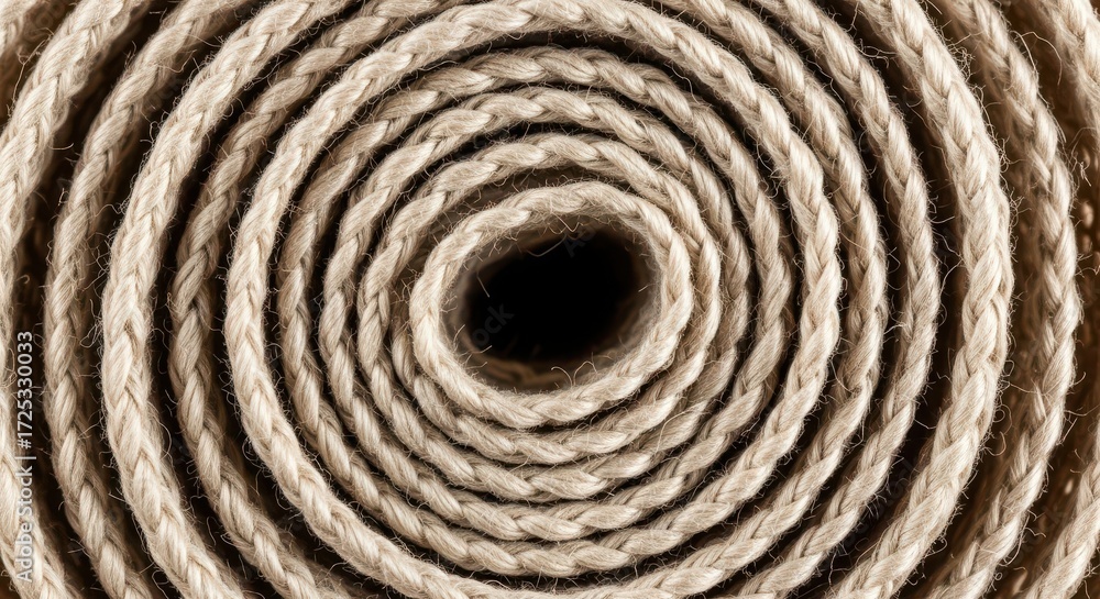 Fototapeta premium Close up of a tightly coiled natural fiber rope