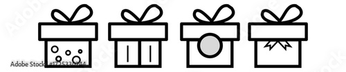 Gift box icon set. Gift box for the holiday. Abstract Gift Boxes Collection Set logo Vector Design Icons Symbol Illustration. Vector Illustration. Vector Graphic.