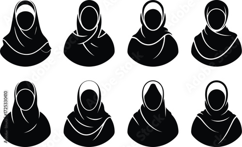 Hijab styles vector set muslim women headscarf fashion collection