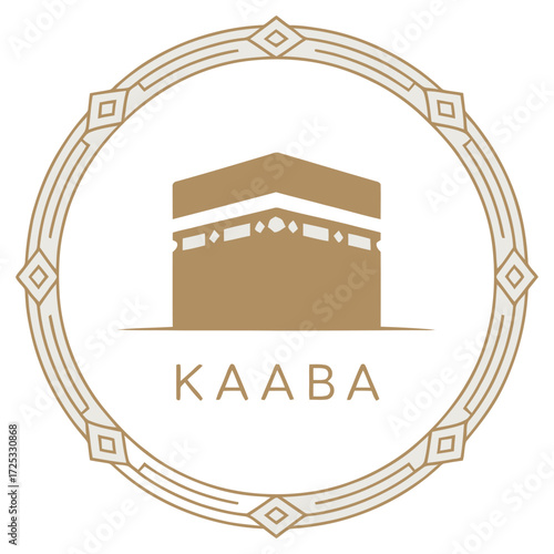 Kaaba Mecca mosque Islam pilgrimage spiritual landmark circle symbol. Muslim pilgrimage. Mecca, Kaaba, mosque, Islam.
