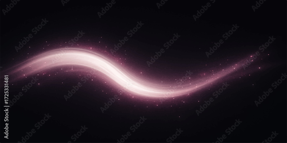 Fototapeta premium The digital illustration features a glowing blue ray of light with a wave motion effect against a dark space backdrop