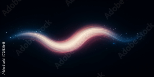 Abstract background with glowing blue wave lines depicting light and energy in dark space as a night sky galaxy illustration