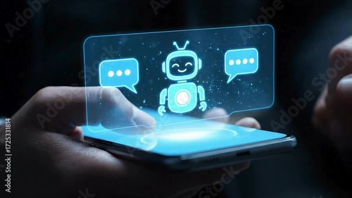 Wallpaper Mural Closeup of a persons finger touching a glowing blue interface on a smartphone screen in the dark Torontodigital.ca