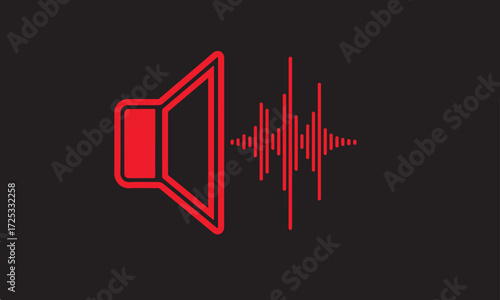 Red speaker icon with sound wave visualization