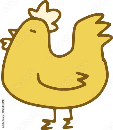 Cute and simple chicken illustration on black background for kids design