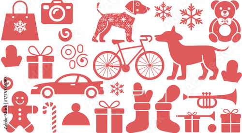 Christmas holiday season pattern with gifts and winter elements