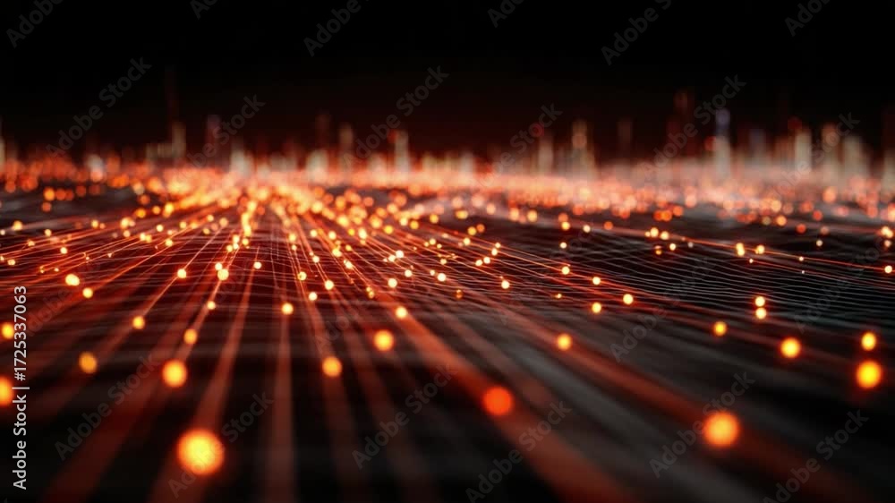 Data Network in Focus: An abstract digital representation of a network ...