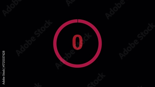 5 second Countdown color  red video 4k