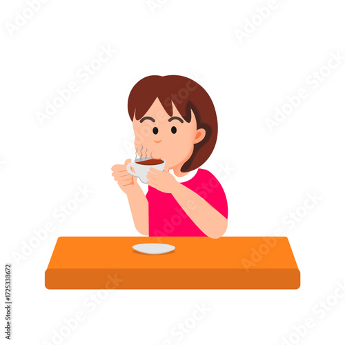 Little girl sipping warm tea from a cup