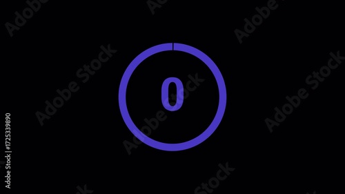 5 second Countdown color blue 4k