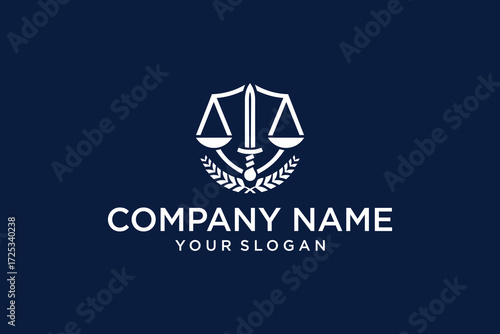 Simple Minimalist Sword Blade with Scale for Attorney Justice Law Logo Design Vector