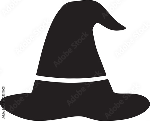 Magical wizard hat silhouette vector perfect for fantasy, Halloween, mystery, and enchanted design.