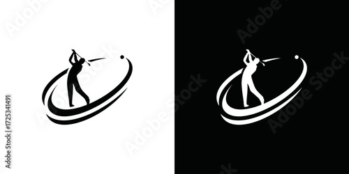 simple vector logo of a person playing golf