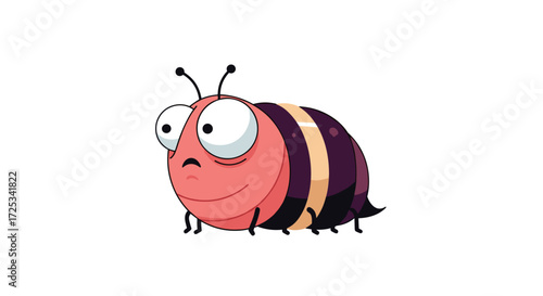 A cute cartoon bumblebee with big round eyes and a small nose.