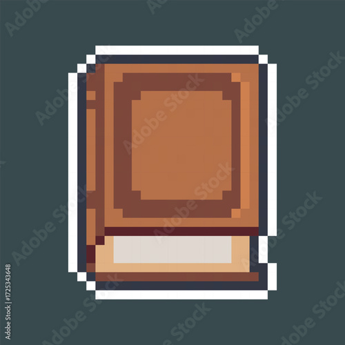 brown tome book in pixel art style