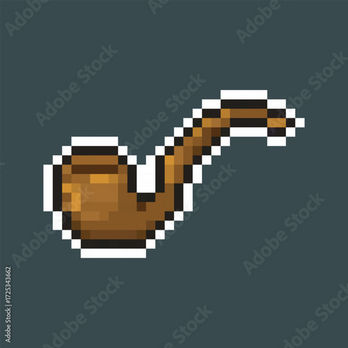 wooden smoke pipe in pixel art style