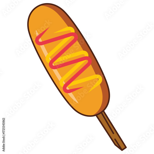 Corn Dog Vector � Street Food Snack Illustration
