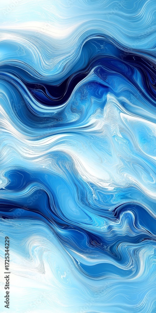 Fototapeta premium Elegant Blue and White Abstract Waves Design, Perfect for Creating a Calm and Serene Atmosphere