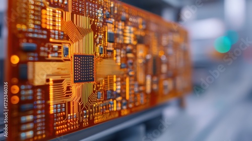 Wallpaper Mural Medical electronics factory, A close-up view of a circuit board showcasing intricate designs and glowing elements, emphasizing technology and electronics. Torontodigital.ca