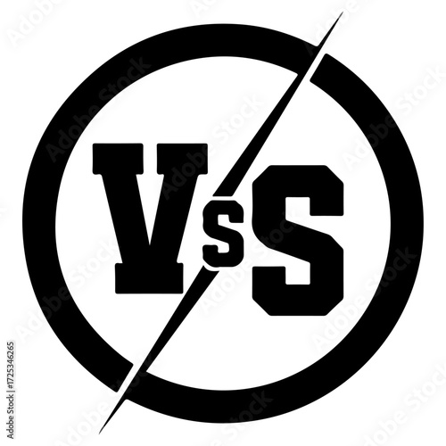 Bold black and white versus VS symbol icon.
