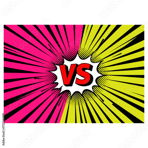 Comic Book Style Versus Symbol in a Vibrant Burst.