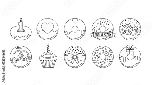 Collection of hand drawn sweet treats delicious desserts cupcakes and doughnuts sketch style vector