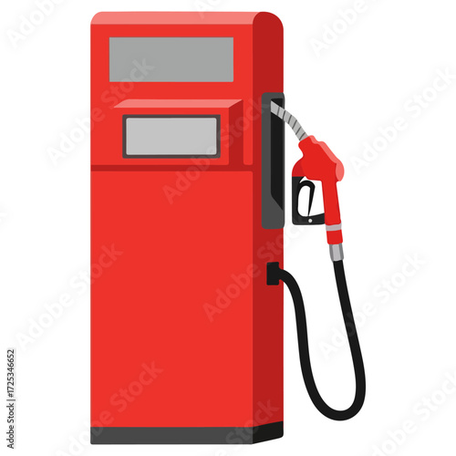 Red gas pump fuel dispenser station.