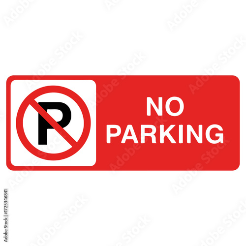 Free Download Red and white no parking sign with symbol and text. - GFXLoad