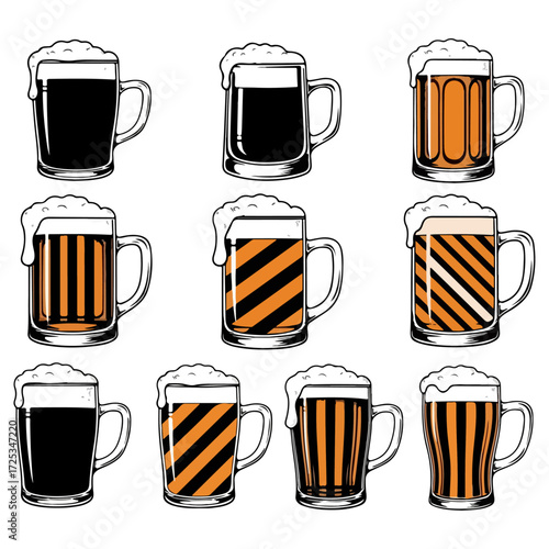 Variety of Beer Mugs with Different Styles and Designs.