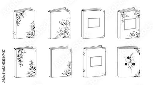 Collection of vintage books with floral designs elegant decorative antique book cover art vector