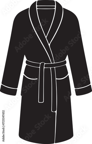 Bathrobe icon in silhouette modern style by advance white background.