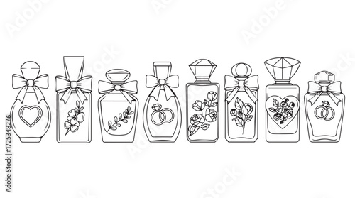 Elegant perfume bottles collection assortment decorative fragrance containers assorted styles and designs vector