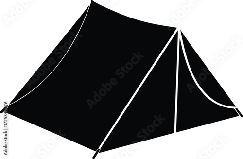 camping tent silhouette, shelter vector art