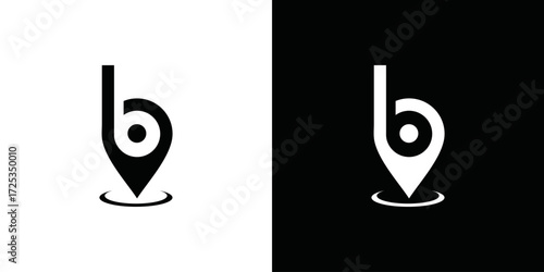 simple vector logo of initial B and location
