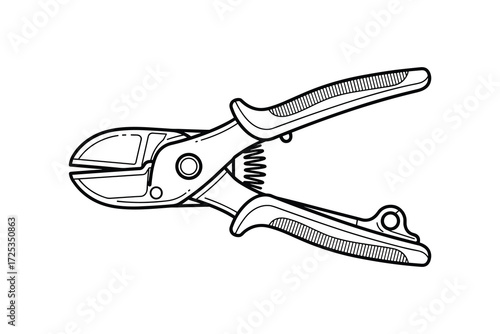 Black and White Illustration of Pliers Hand Tool Vector