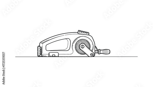 Black and White Line Art Illustration of a Measuring Tape
