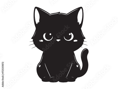 Cat Cartoon Kawaii Style Style shape white background.