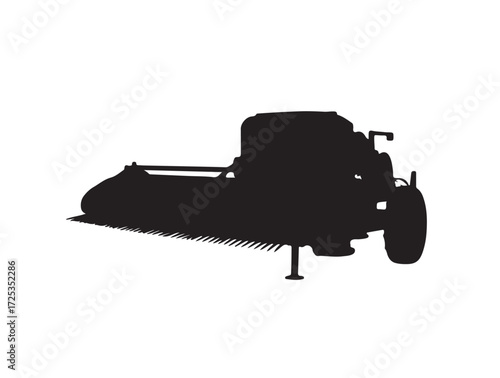  Chaff cutter machine balck and white in silhoette white background.