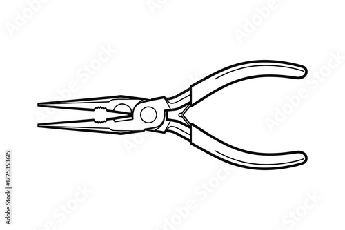 Detailed Black and White Pliers Tool Vector Illustration