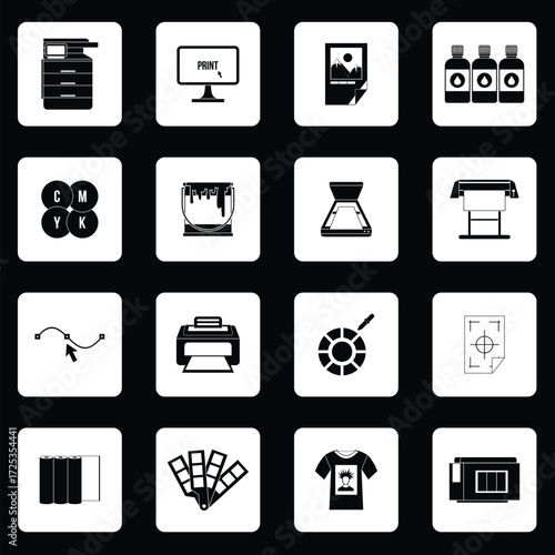 Printing icons set in simple style