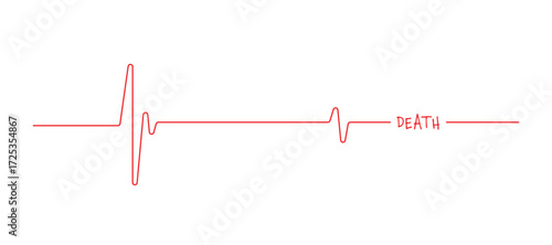 Flatline of Life with Heartbeat Ending Word Death Vector Art