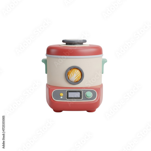 3D Cartoon Style Slow Cooker on A Transparent Background Illustration