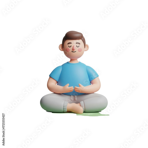 Meditating Figure Serene Cartoon Character In Peaceful Posture On Transparent Background
