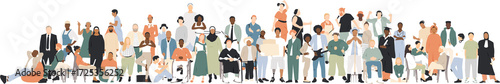 Big crowd of people. Different people together. Modern flat design.
