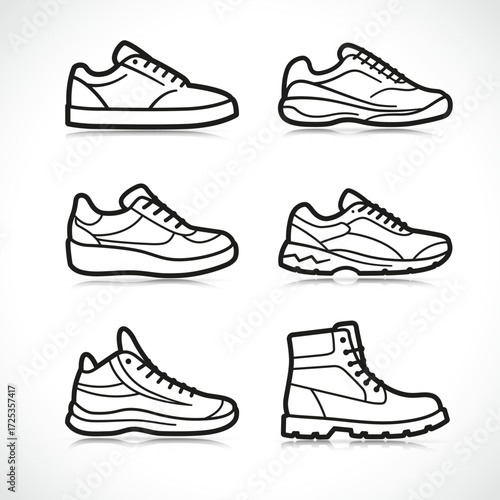 Vector sports shoes icons set