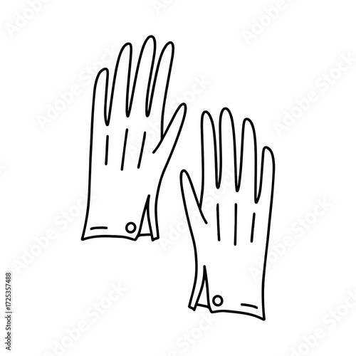 Men's gloves vector doodle illustration. Georgian and Regency era. 18th-19th centuries of Britain. Jane Austen era element