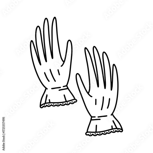 Women's gloves vector doodle illustration. Georgian and Regency era. 18th-19th centuries of Britain. Jane Austen era element	