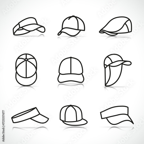 Vector sports cap icons set