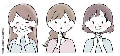 明るい表情の女性・セット