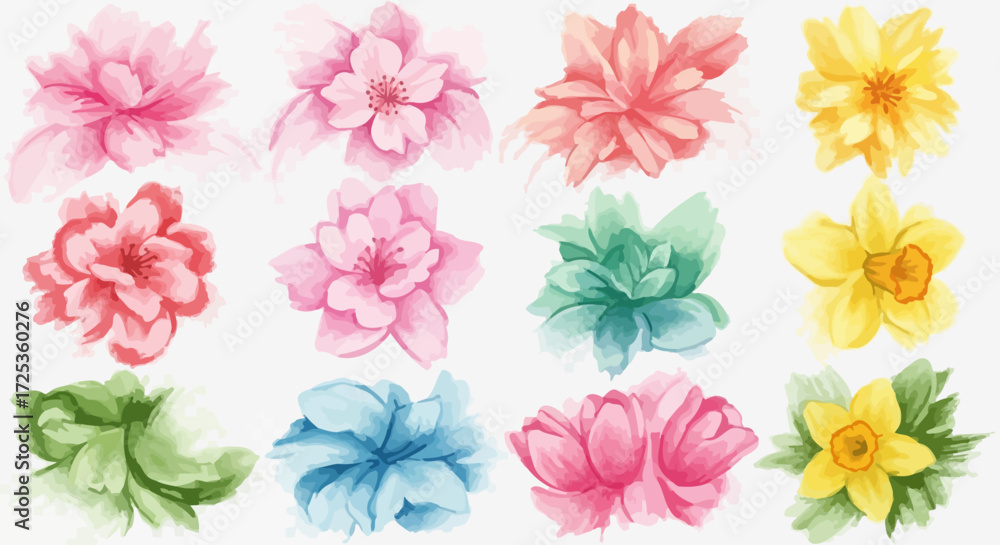 Fototapeta premium High-Resolution Artistic Watercolor Brush Pack – Perfect for Digital Art, UI Design & Illustration